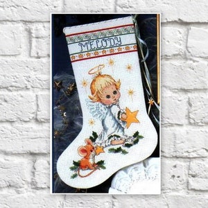 Christmas Stocking Cross Stitch Pattern Colorful Art DIY X-stitch Needlepoint Pattern Embroidery Chart Printable Instant Download PDF Design