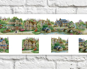 Cottage Cross Stitch Pattern Colorful Art DIY X-stitch Chart Needlepoint Pattern Embroidery Chart Printable Instant Download PDF Design