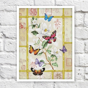 Schmetterlinge Kreuzstich Muster Bunte Art DIY X-Stich Chart Nadelspitzenmuster Stickmuster Printable Sofort Download PDF Design