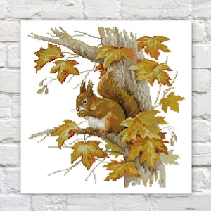 Squirrel Cross Stitch Pattern Forest Animals  Cross Stitch Wild Animals Counted PDF Chart Needlepoint