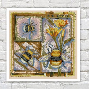 Bee Cross Stitch Pattern Insects Sampler Cross Stitch Counted PDF X-stitch Chart Needlepoint Embroidery Instant Download
