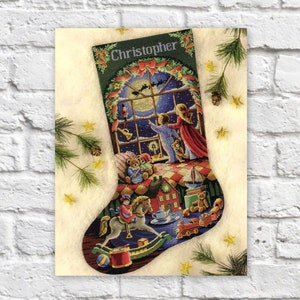 Christmas Stocking Cross Stitch Pattern Colorful Art DIY X-stitch Needlepoint Pattern Embroidery Chart Printable Instant Download PDF Design