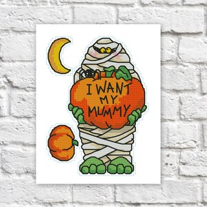 Schema punto croce Halloween Schema punto X colorato arte fai da te Schema ricamo ricamo grafico Stampabile Download immediato Design PDF
