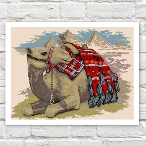 Camel Cross Stitch Pattern Desert Counted Cross Stitch  PDF X-stitch Chart Needlepoint Embroidery Instant Download