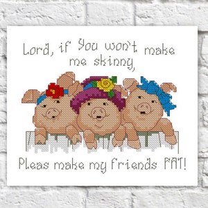 Pigs Cross Stitch Pattern Colorful Art DIY X-stitch Chart Needlepoint Pattern Embroidery Chart Printable Instant Download PDF Design