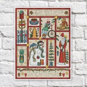 Christmas Sampler Cross Stitch Pattern Colorful Art DIY X-stitch Needlepoint Pattern Embroidery Chart Printable Instant Download PDF Design