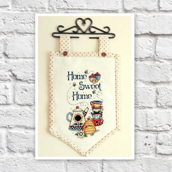 Cups Cross Stitch Pattern Home Sweet Home Colorful Art DIY X-stitch Chart Needlepoint Embroidery Chart Printable PDF Instant Download Design