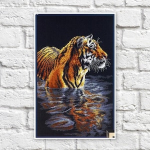 Tiger Cross Stitch Pattern Colorful Art DIY X-stitch Chart Needlepoint Pattern Embroidery Chart Printable Instant Download PDF Design