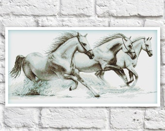 Horse Spring, DMC Cross Stitch Chart Needlepoint Pattern Embroidery ...
