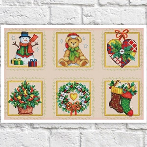 Christmas Cross Stitch Pattern Colorful Art DIY X-stitch Chart Needlepoint Pattern Embroidery Chart Printable Instant Download PDF Design