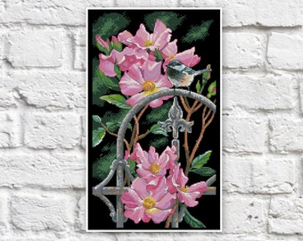 Flowers Cross Stitch Pattern Colorful Art DIY X-stitch Chart Needlepoint Pattern Embroidery Chart Printable Instant Download PDF Design