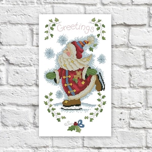 Christmas Santa Cross Stitch Pattern Colorful Art DIY X-stitch Needlepoint Pattern Embroidery Chart Printable Instant Download PDF Design