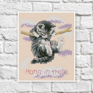 Cat Cross Stitch Pattern Kitten Colorful Art DIY X-stitch Chart Needlepoint Pattern Embroidery Chart Printable Instant Download PDF Design