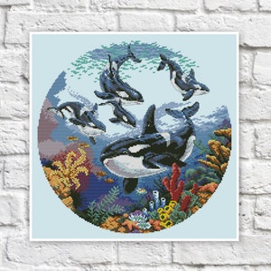 Sea Life Cross Stitch Pattern Colorful Art DIY X-stitch Chart Needlepoint Pattern Embroidery Chart Printable Instant Download PDF Design