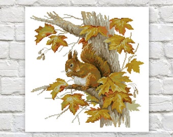 Squirrel Cross Stitch Pattern Forest Animals  Cross Stitch Wild Animals Counted PDF Chart Needlepoint