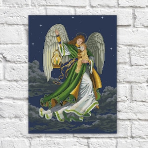 Angel Cross Stitch Pattern Colorful Art DIY X-stitch Chart Needlepoint Pattern Embroidery Chart Printable Instant Download PDF Design