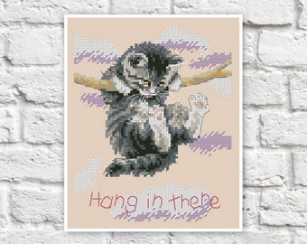 Cat Cross Stitch Pattern Kitten Colorful Art DIY X-stitch Chart Needlepoint Pattern Embroidery Chart Printable Instant Download PDF Design