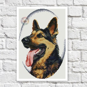 German Shepherd Cross Stitch Pattern Dog Colorful Art DIY X-stitch Chart Needlepoint Embroidery Chart Printable Instant Download PDF Design