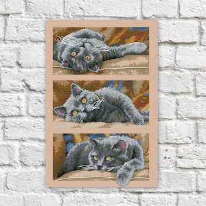 猫のクロスステッチパターン黒猫のカラフルなアートDIY Xステッチニードルポイントパターン刺繍チャート印刷可能インスタントダウンロードPDFデザイン