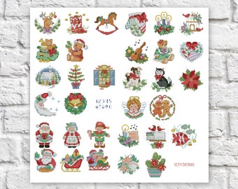 Christmas Cross Stitch Pattern Colorful Art DIY X-stitch Chart Needlepoint Pattern Embroidery Chart Printable Instant Download PDF Design