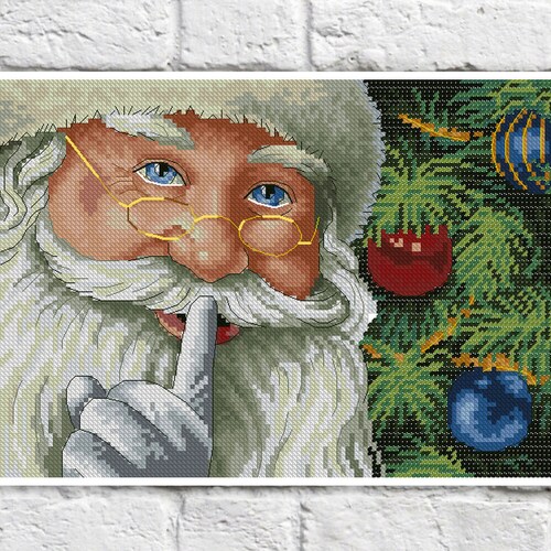 Santa Cross Stitch Pattern Colorful Art DIY Xstitch Chart Etsy