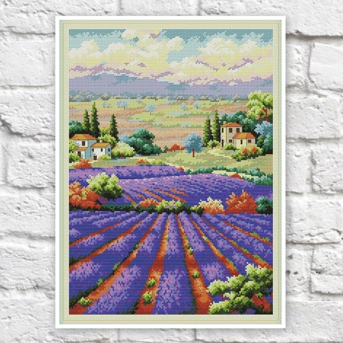 Lavender Cross Stitch Pattern Colorful Art DIY Xstitch Chart Etsy