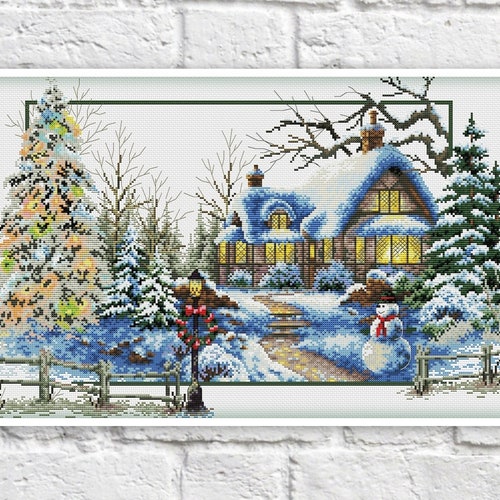 Victorian Houses Cross Stitch Pattern Colorful Art DIY Etsy