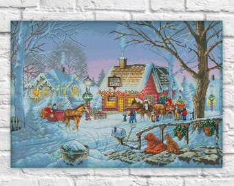 Christmas Cross Stitch Pattern Colorful Art DIY X-stitch Chart Needlepoint Pattern Embroidery Chart Printable Instant Download PDF Design