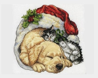 Christmas Animals Cross Stitch Pattern Colorful Art DIY X-stitch  Needlepoint Pattern Embroidery Chart Printable Instant Download PDF Design