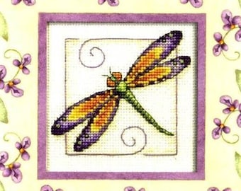Patrón de punto de cruz de libélula Arte colorido DIY Gráfico de punto X Patrón de punto de aguja Gráfico de bordado Imprimible Descarga instantánea Diseño PDF