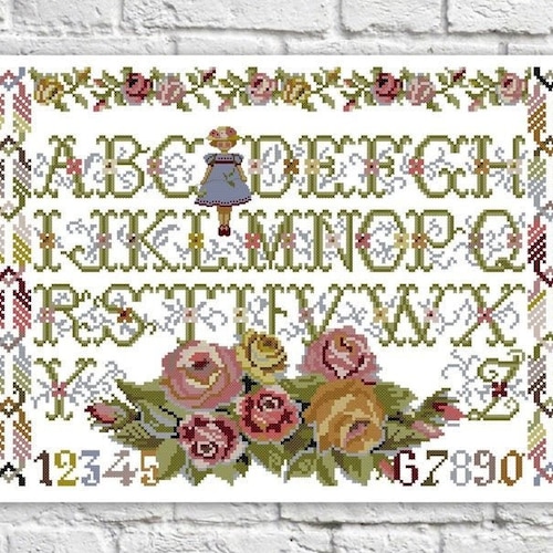 Alphabet Cross Stitch Pattern Letters Baby Colorful Art DIY Etsy