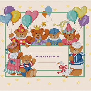 Anúncio do bebê padrão de ponto cruz arte colorida diy ponto x bordado gráfico de bordado para impressão download instantâneo design de pdf