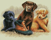 Dogs Cross Stitch Pattern Puppy Colorful Art DIY X-stitch Chart Needlepoint Pattern Embroidery Chart Printable PDF Instant Download Design