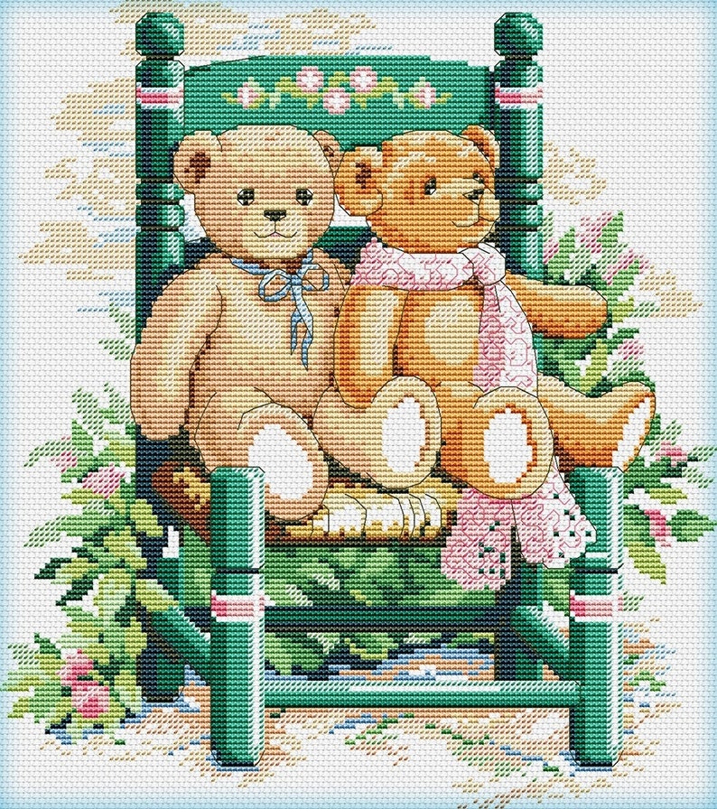 Teddy Bears Cross Stitch Pattern Colorful Art X-stitch Chart | Etsy