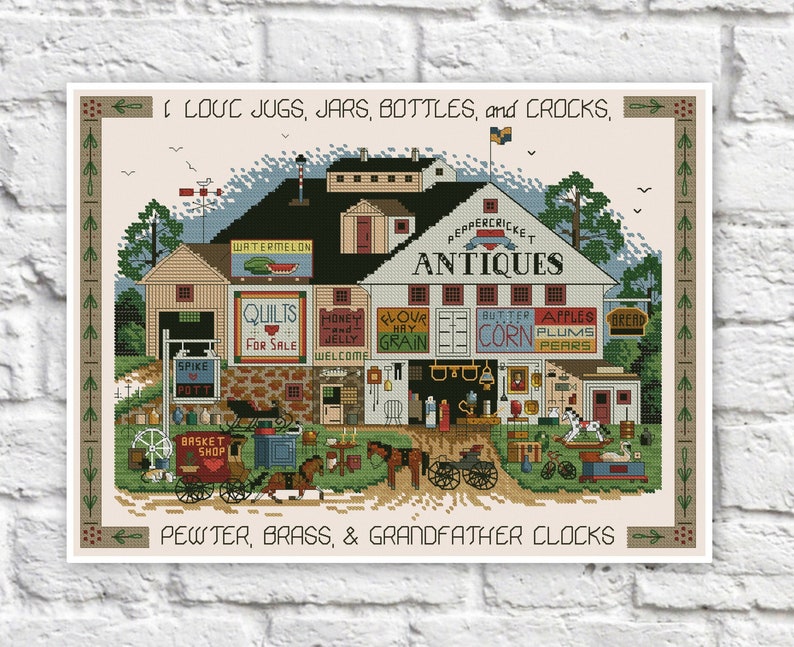 Village Farm Cross Stitch Pattern Colorful Art DIY Xstitch Etsy