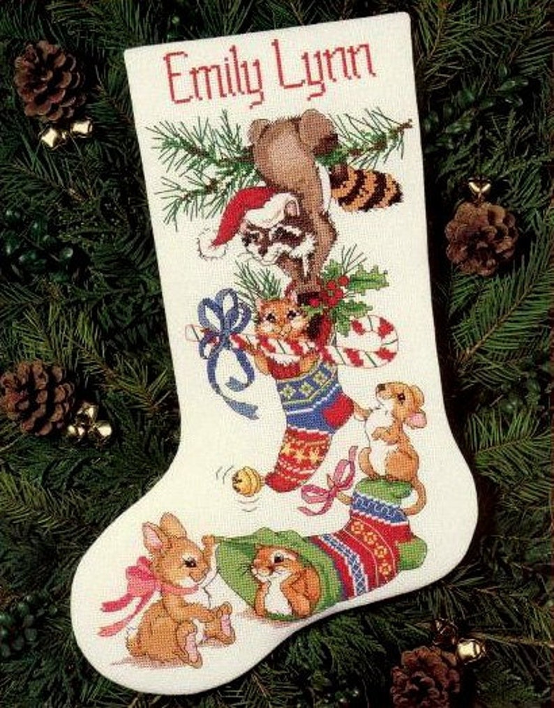 Christmas Stocking Cross Stitch Pattern Colorful Art DIY - Etsy