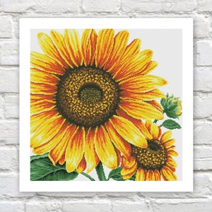 Sunflower Pillow Cross Stitch Pattern Colorful Art DIY X-stitch Needlepoint Pattern Embroidery Chart Printable Instant Download PDF Design