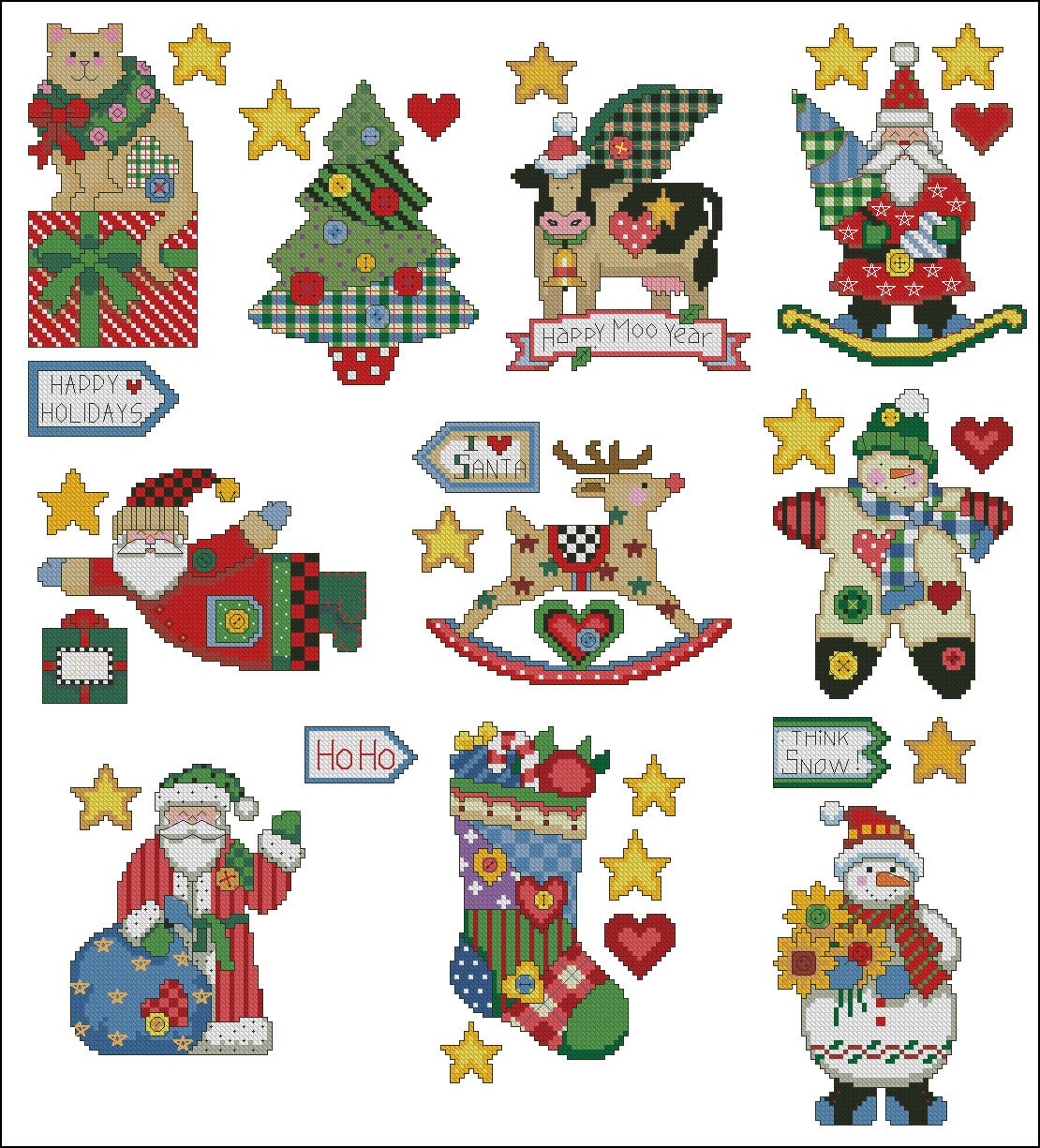 Christmas Ornament Cross Stitch Pattern Colorful DIY X-stitch - Etsy