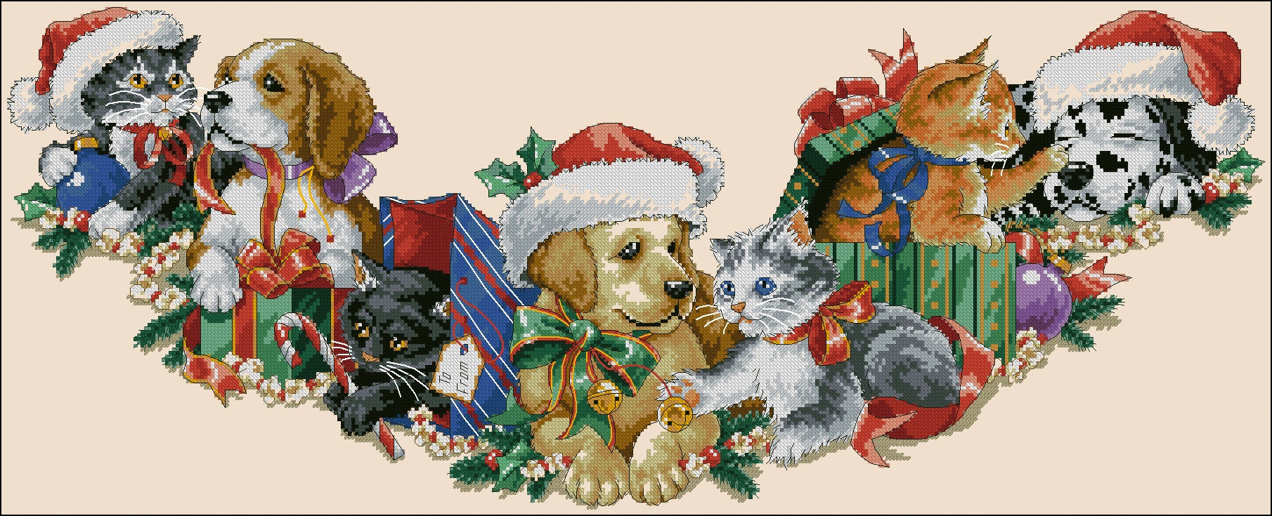 Christmas Tree Skirt Cross Stitch Pattern Colorful Art DIY Etsy