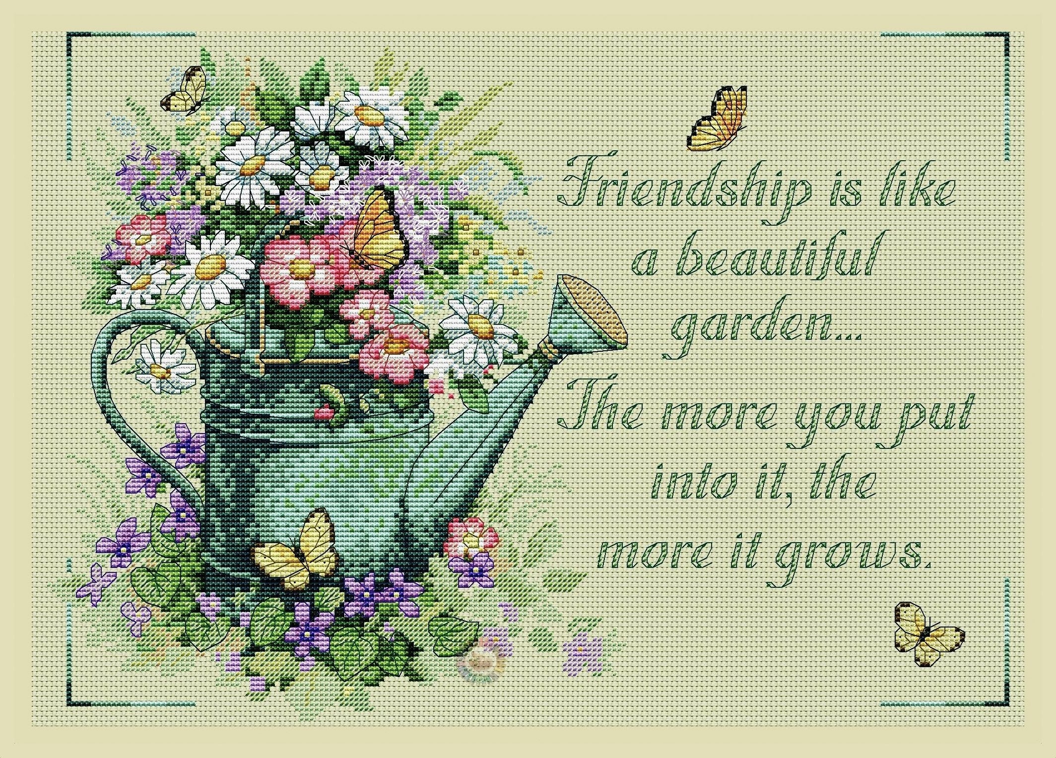 Garden Flowers Cross Stitch Pattern Colorful Art DIY X-stitch ...