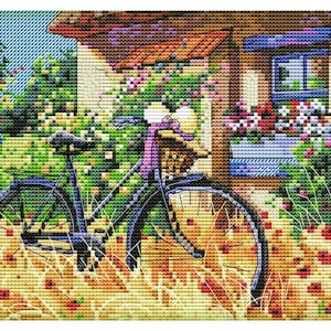 Bike Cross Stitch Pattern Colorful Art DIY X-stitch Chart Needlepoint Pattern Embroidery Chart Printable Instant Download PDF Design
