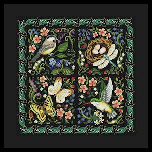 Vogels Sampler Cross Stitch Patroon Primitieve Vogels DIY X-stitch Chart Naaldpuntpatroon Borduurkaart Afdrukbare PDF Instant Download