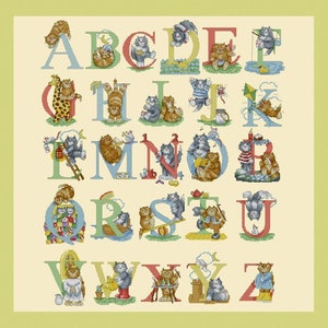 Letters Cross Stitch Pattern Alphabet Cross Stitch Monogram Alphabet Sampler Alphabet Font Funny Cats Counted Cross Stitch X-stitch Chart