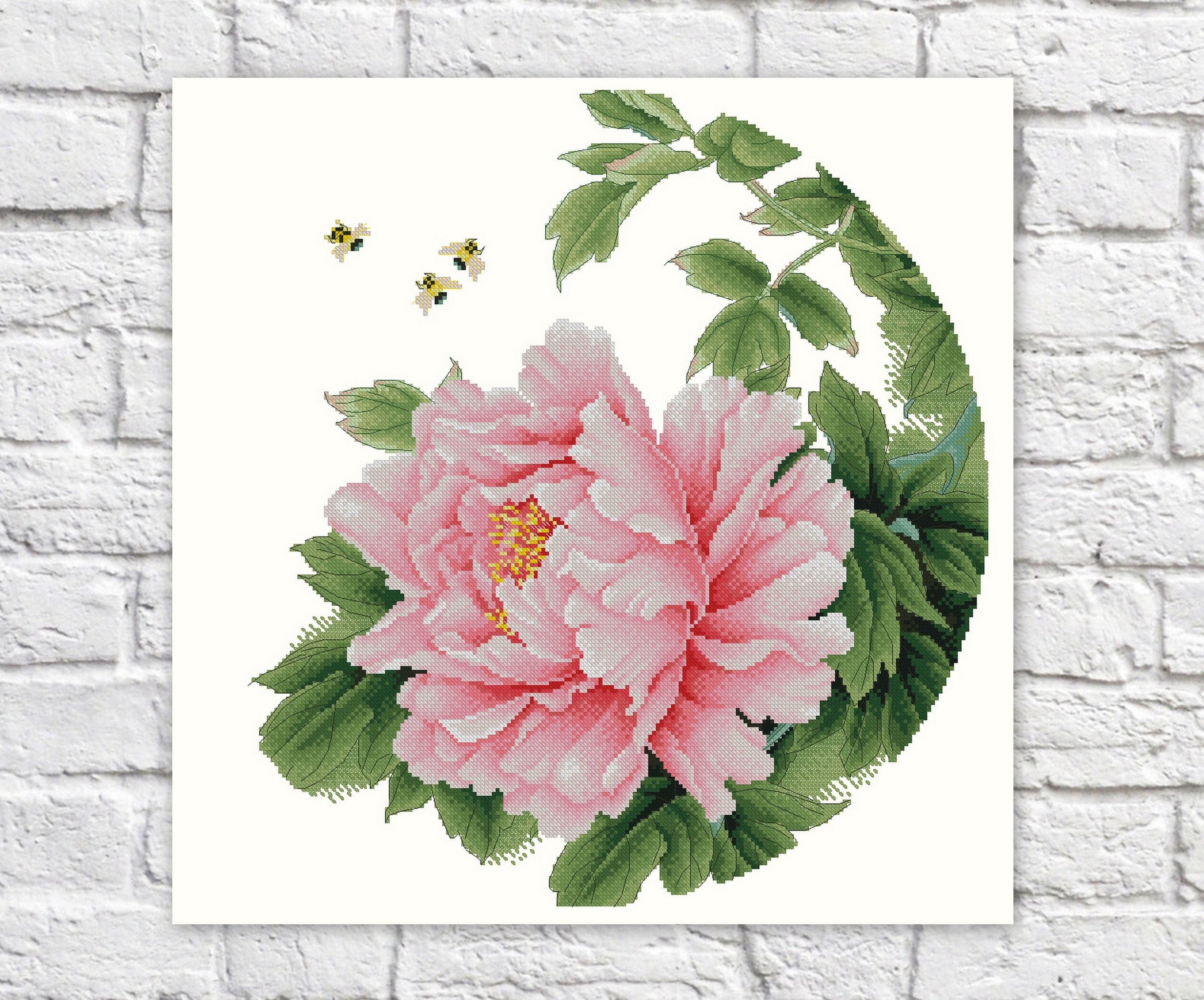 вышитые пионы. марья искусница пионы. вышитые пионы. вышивка крестом пионы. вышить пионы.