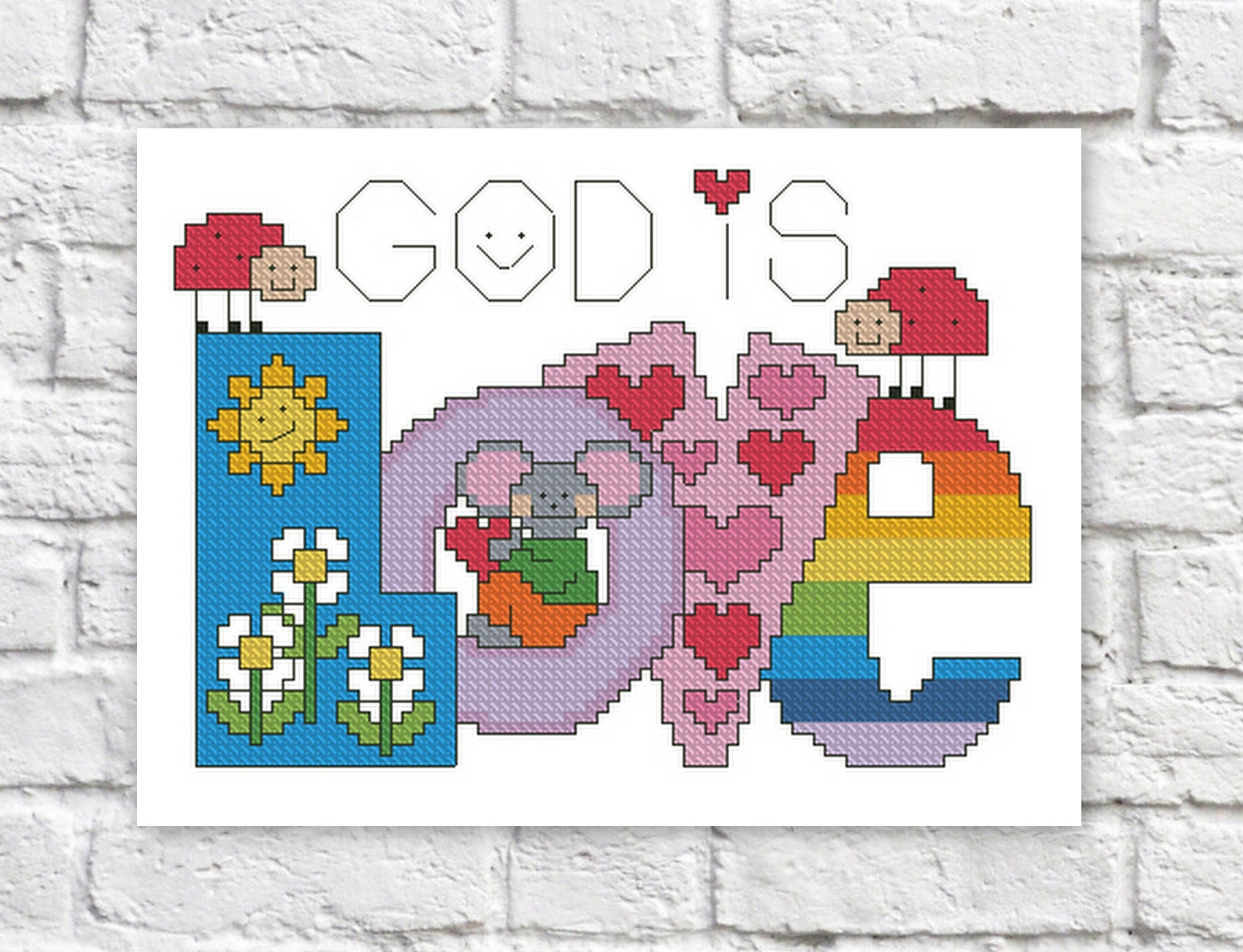 Love Cross Stitch Pattern Colorful Art DIY X-stitch Chart - Etsy
