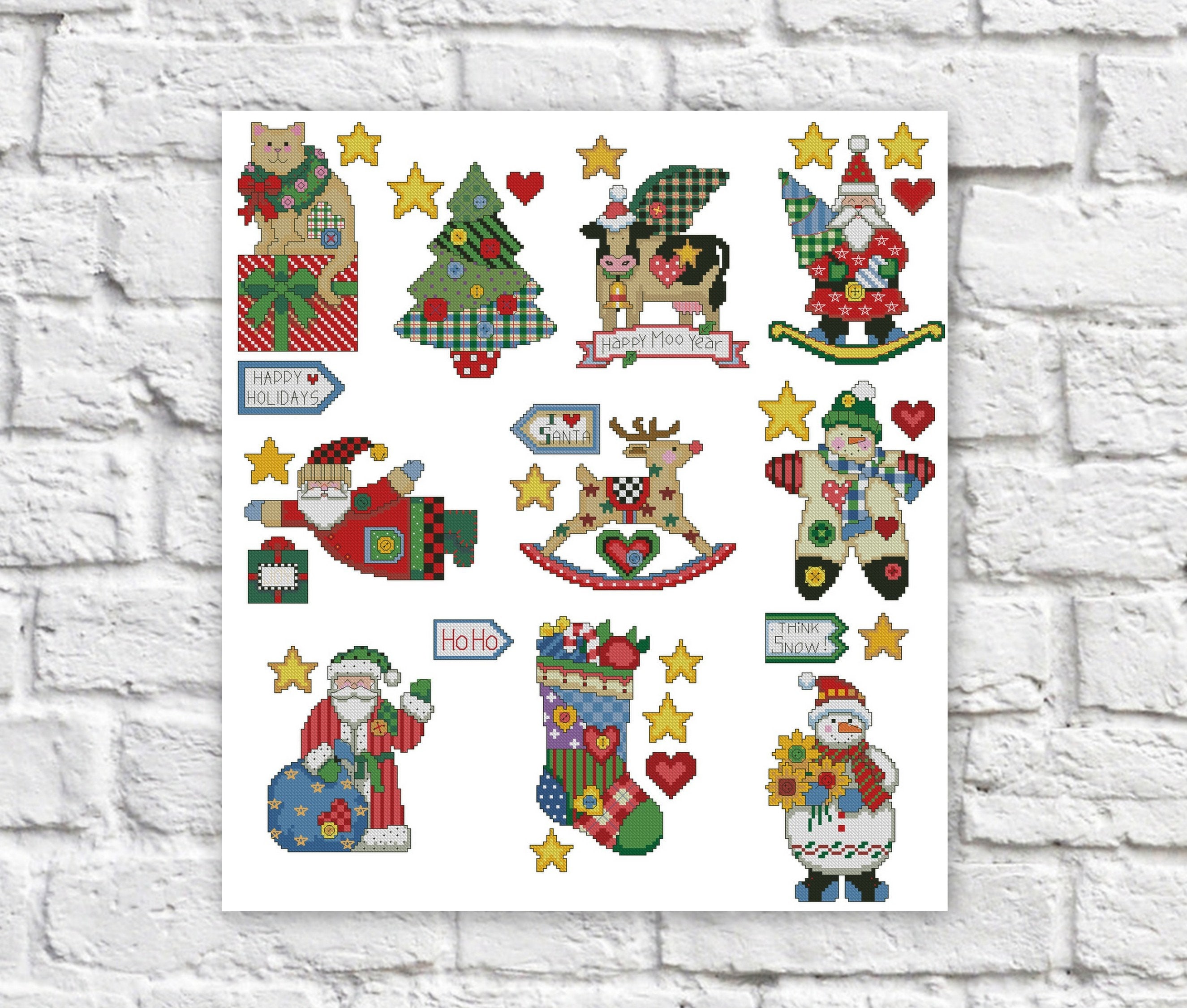 Christmas Ornament Cross Stitch Pattern Colorful DIY Xstitch Etsy