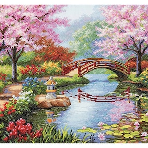 刺繍画 Garden Cross Stitch Pattern Colorful Art DIY X-stitch Chart