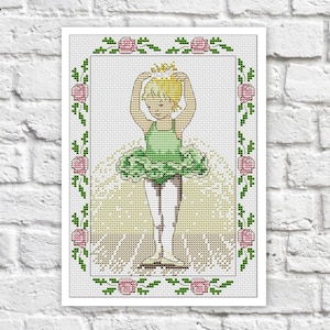 Ballerina Cross Stitch Pattern Colorful Art DIY X-stitch Chart Needlepoint Pattern Embroidery Chart Printable Instant Download PDF Design