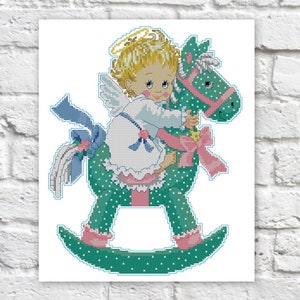 Angel Baby Cross Stitch Pattern Colorful Art DIY X-stitch Chart Needlepoint Pattern Embroidery Chart Printable Instant Download PDF Design
