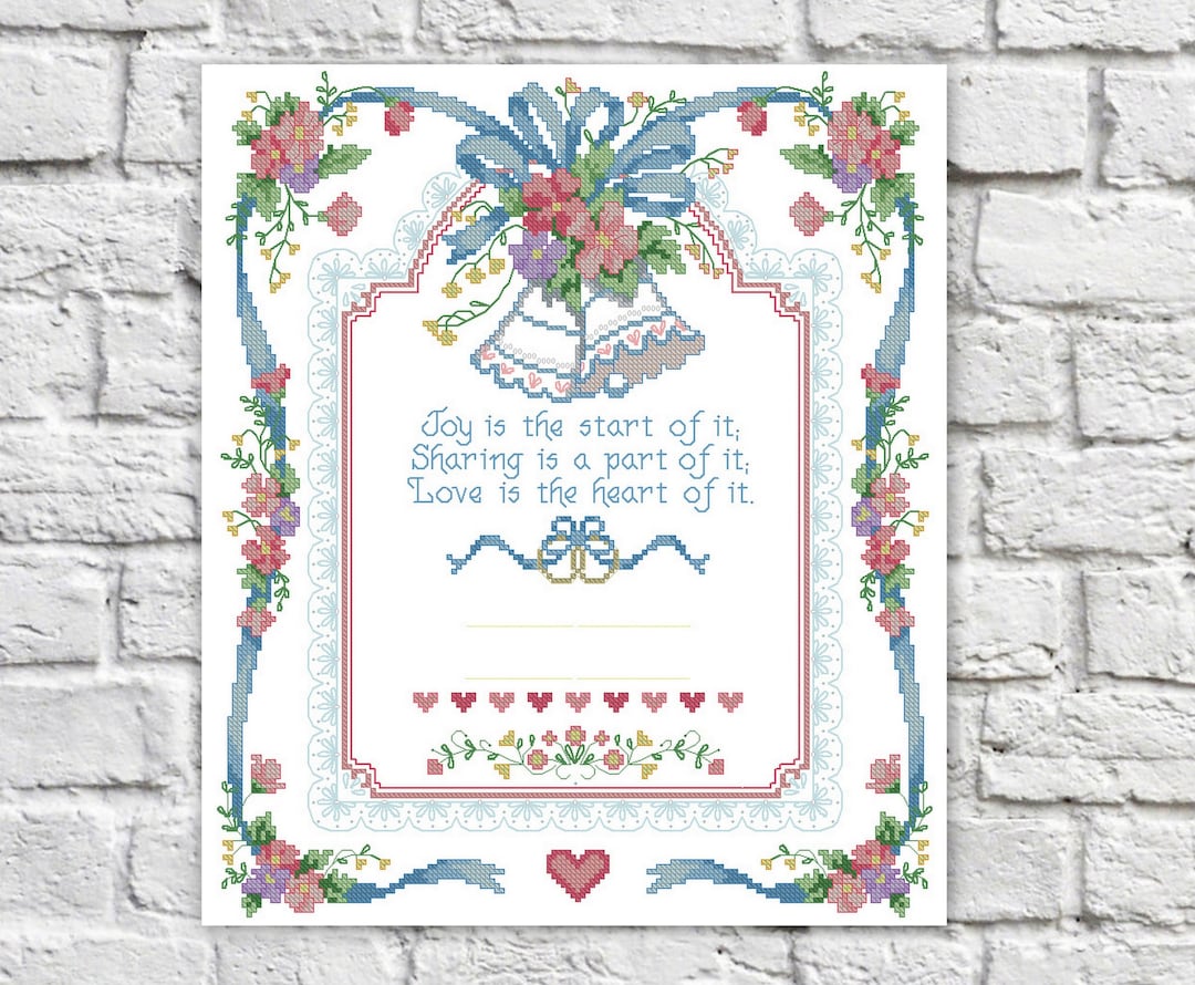 Wedding Cross Stitch Pattern Wedding Sampler Colorful DIY Xstitch